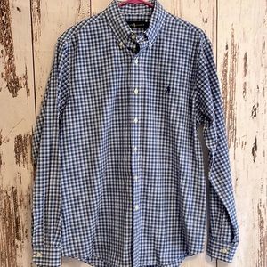 Men’s Ralph Lauren Button Down Long Sleeve Shirt. Size Large. Blue/white plaid